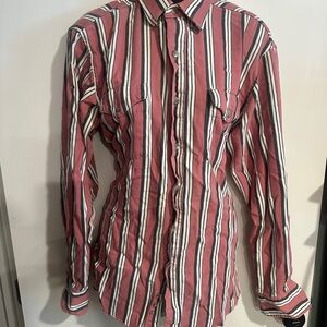 4/$16 Vintage Wrangler Red and White Casual Button Down Shirt